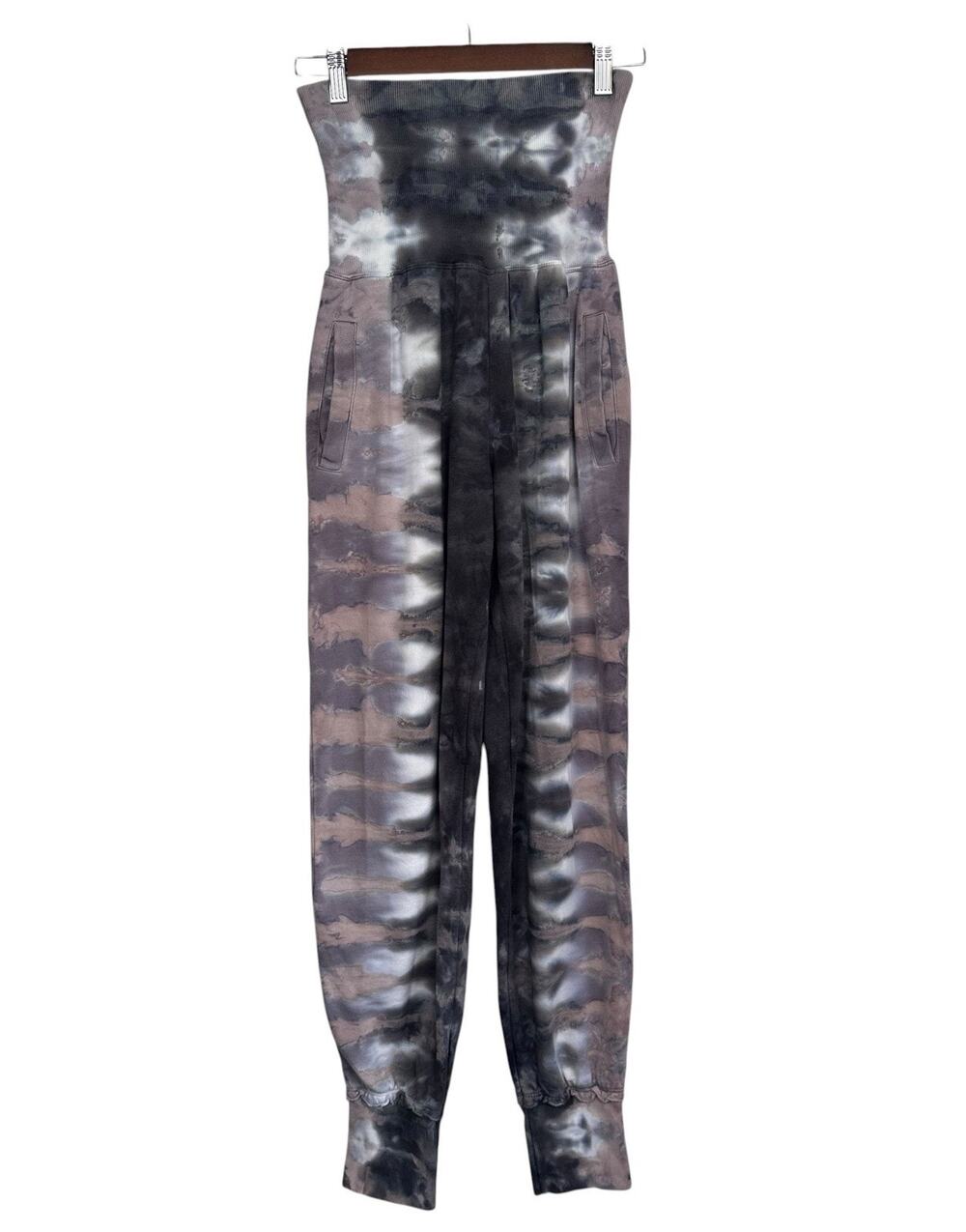 Young Fabulous & Broke Womens Gray White Pink Tie Dye Roll Over Joggers Size L